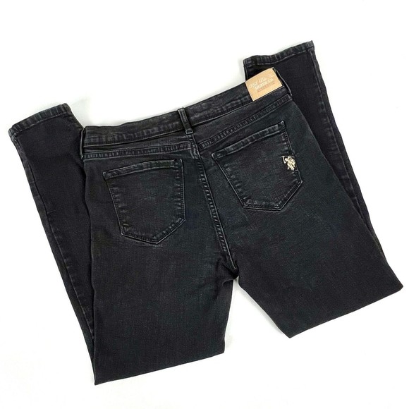U.S. Polo Assn. Denim Co. Black Denim Skinny Jeans Mid-Rise Stretch Size 8 Short - Picture 6 of 12